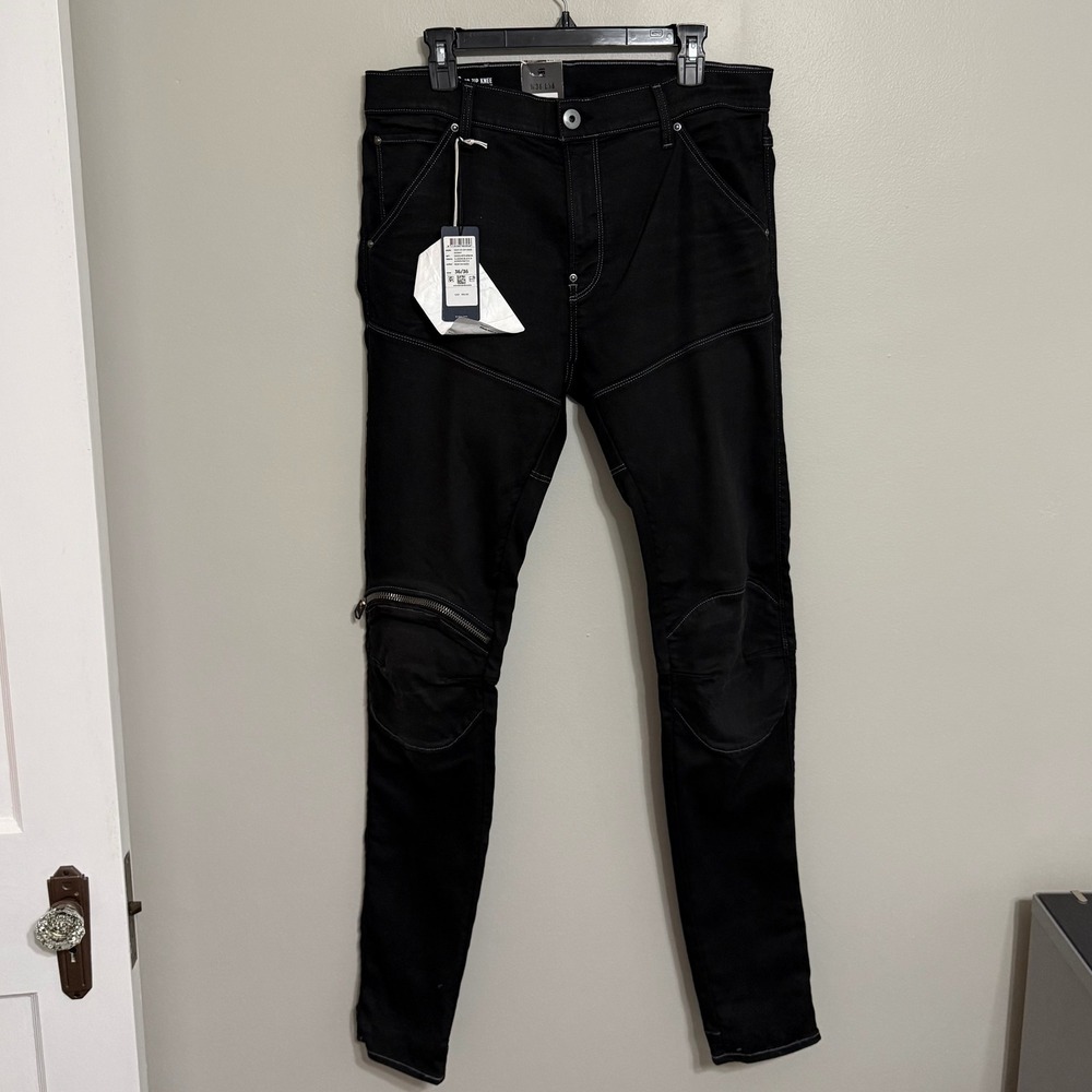 NEW G-Star Raw Men 36x36 (Fits 34x36) Black 5620 3D Zip Knee Skinny Elwood Jeans - Picture 2 of 13